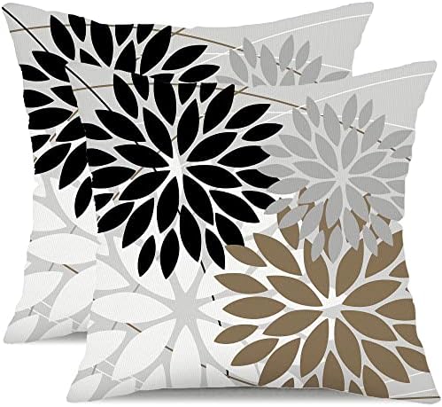DFXSZ Geometric Pillow Covers Set of 2 Waterproof Black Brown 20x20 Inch