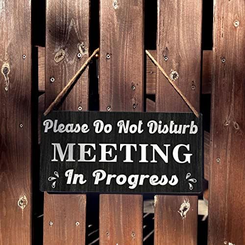 Qious Meeting Sign Wooden Hanging Plaque 12x6 Inches