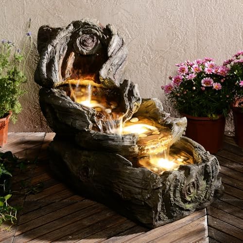 315 Inch L Outdoor Water Fountain with LED Lights