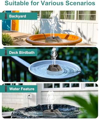 Realistic Granite Rock Bird Bath Fountain with Adjustable Flow