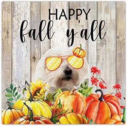 Thanksgiving Hello Fall Decorative Wood Sign 8x8in