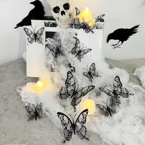 Halloween Wall Sticker Gothic Butterfly Skull Design
