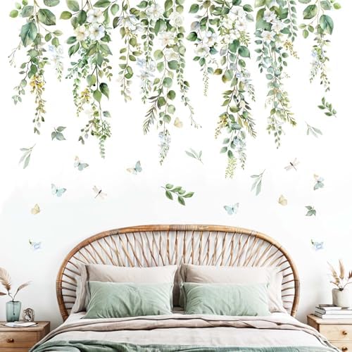 Hanging Vine Wall Decals Green Nature Plants Leaves Wall Stickers