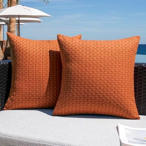 Kevin Textile Fall Waterproof Throw Pillow Covers Pack of 2 Burnt Orange