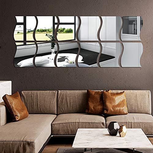 12PCS Wavy Mirror Wall Stickers 3D Art Decor