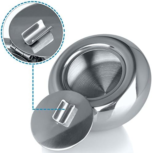 Stainless Steel Cigarette Ashtray with Lid Silver