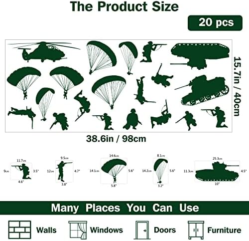 PLIGREAT 20 Pcs Military Wall Stickers Peel and Stick