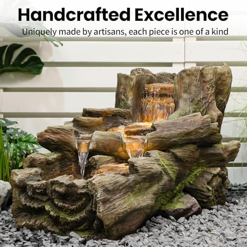 345 Inch L Garden Outdoor Water Fountain with LED Lights