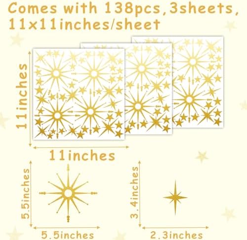 Gold Star Wall Decals for Bedroom Living Room Decor