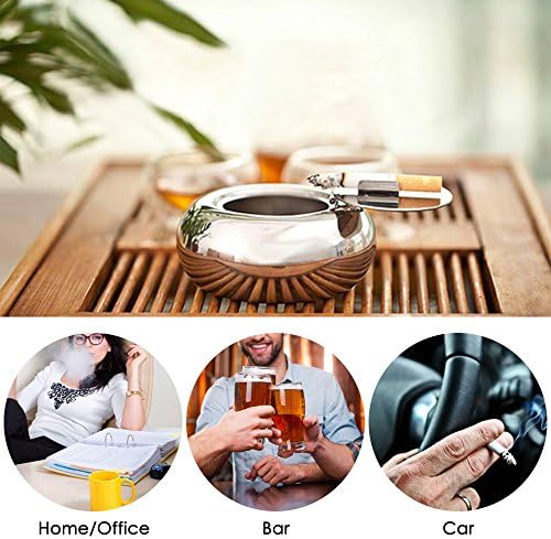 Stainless Steel Cigarette Ashtray with Lid Silver