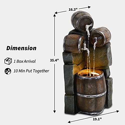 ExacMe Water Fountain with LED Lights for Garden and Backyard