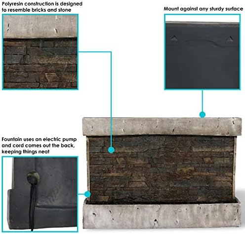Sunnydaze Ancient Wall 24-Inch Outdoor Fountain with Electric Pump Brown