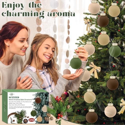 24PCS Scented Velvet Christmas Balls for Winter Decor