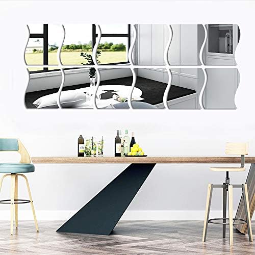 12PCS Wavy Mirror Wall Stickers 3D Art Decor
