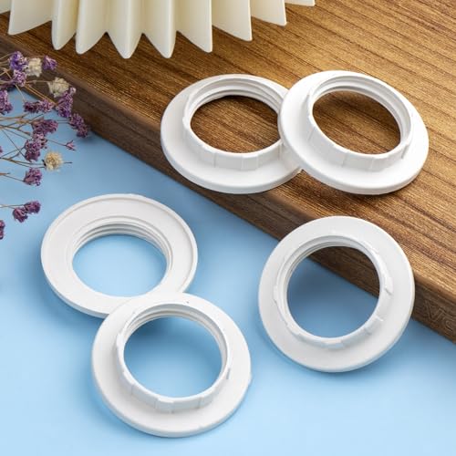 15Pcs White Lamp Shade Collar Rings E14 Candelabra Base Replacement Parts