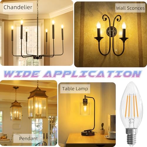 GvvooHome 6W E12 Candelabra LED Bulbs 6 Pack