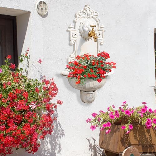 Sungmor Wall Mounted Garden Sink with Lion Head Faucet