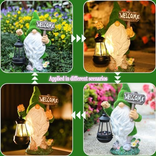 Houdezhu Solar-Powered Garden Gnome Statue 13