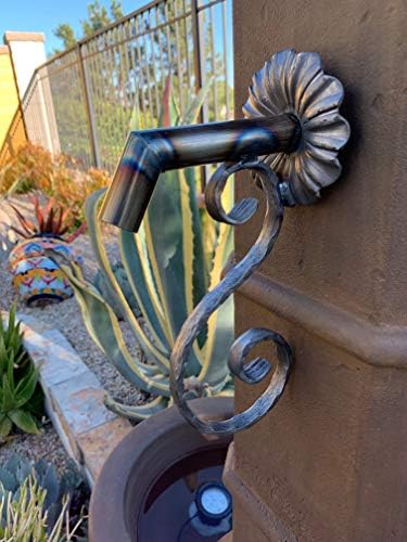 Rustic Water Fountain Spout with Hammered Scroll Design