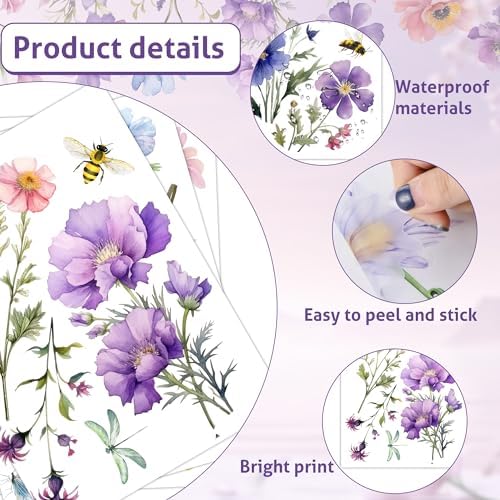 9 Piece Flower Wall Decals for Spring Decor