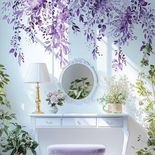 Purple Plants Leaves Wall Decals Peel and Stick