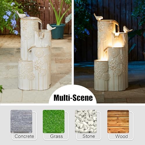 Glitzhome 3175 H Outdoor Water Fountain with LED Lights and Pump