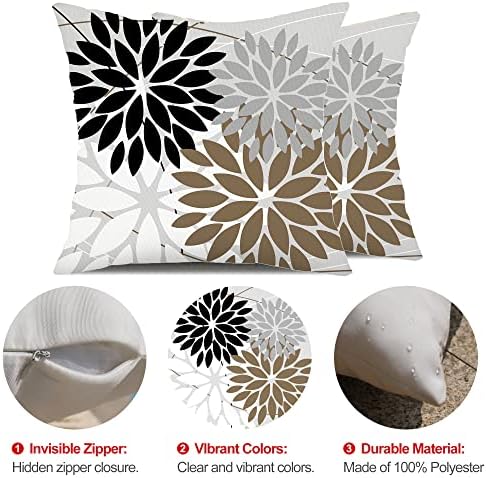 DFXSZ Geometric Pillow Covers Set of 2 Waterproof Black Brown 20x20 Inch