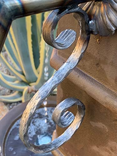 Rustic Water Fountain Spout with Hammered Scroll Design