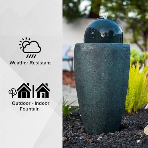 XBrand 2598 W Round Stone Water Feature with LED Lights