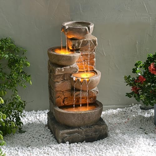 Teamson Home 3327 Inch Freestanding Water Fountain with LED Lights