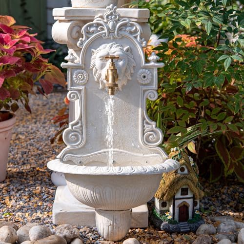 Sungmor Wall Mounted Garden Sink with Lion Head Faucet