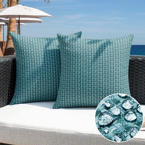 Kevin Textile Waterproof Throw Pillow Covers Pack of 2 Teal