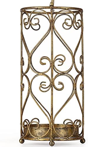 Antique Gold Cast Iron Umbrella Stand with Drip Tray