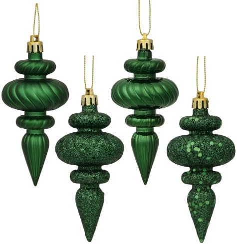 Vickerman 4 4-Finish Finial Ornament 8 Pack