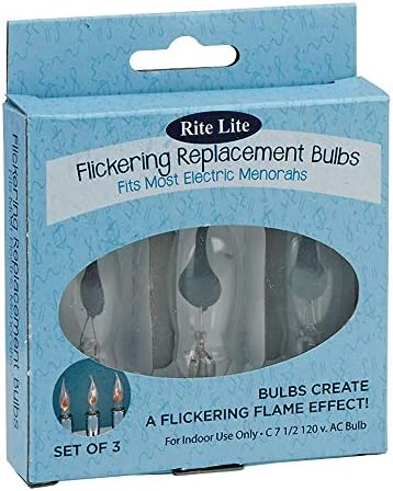 Rite Lite 3ct Clear Flickering C7 12 Electric Hanukkah Menorah Replacement Bulbs