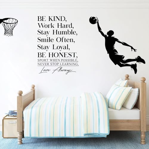 Basketball Player Motivational Wall Decals Peel and Stick Decor