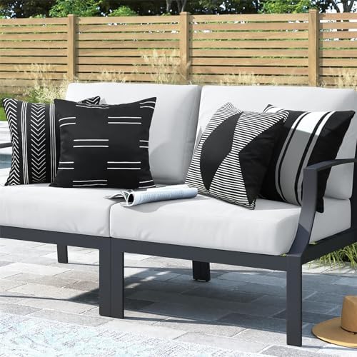 Adabana Waterproof Pillow Covers Set of 4 20x20 Inch Black and White