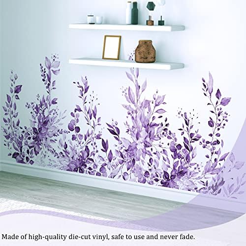 Purple Plants Leaves Wall Decals Peel and Stick