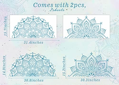 Kazova Mandala Wall Decals Blue Design for Bedroom Decor