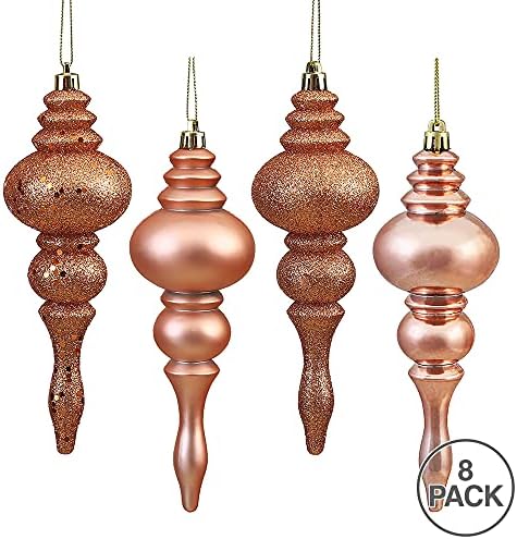 Vickerman 7 Inch 4-Finish Finial Ornament 8 Pack 1