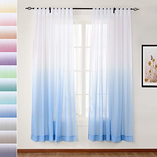 Macochico Blue Gradient Sheer Curtains 52W x 96L