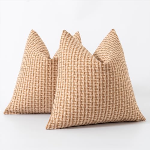 Kevin Textile Waterproof Outdoor Throw Pillow Covers Pack of 2 Light Brown