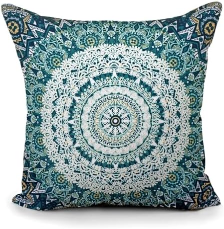 Indoor Outdoor Green White Print Throw Pillow with Insert