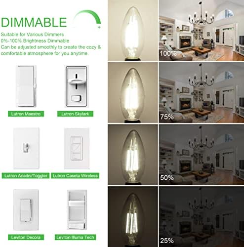 10 Pack Dimmable E12 LED Candelabra Bulbs 4W 4000K Natural Daylight