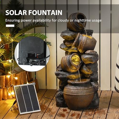 Outsunny 283 Inch Solar Powered Water Fountain with LED Lights