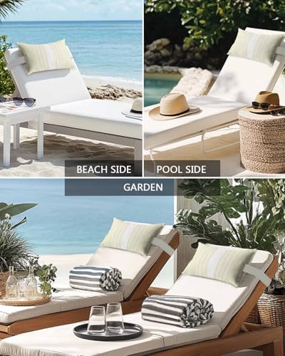 Adjustable Head Pillow for Chaise Lounge Waterproof Throw with Elastic Strap
