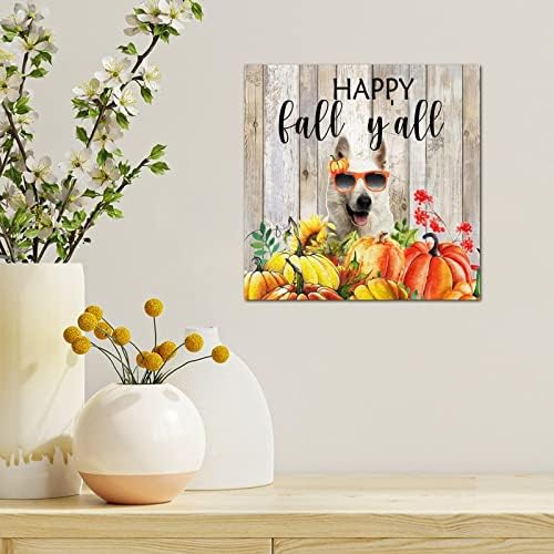 Thanksgiving Hello Fall Decor Wooden Plaque 12x12in