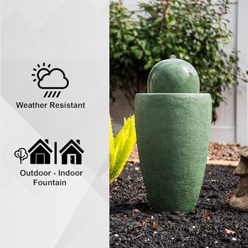 XBrand 2598 Inch H Round Stone Water Fountain with LED Lights