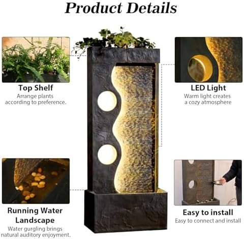 468 H Freestanding Water Fountain with LED Lights