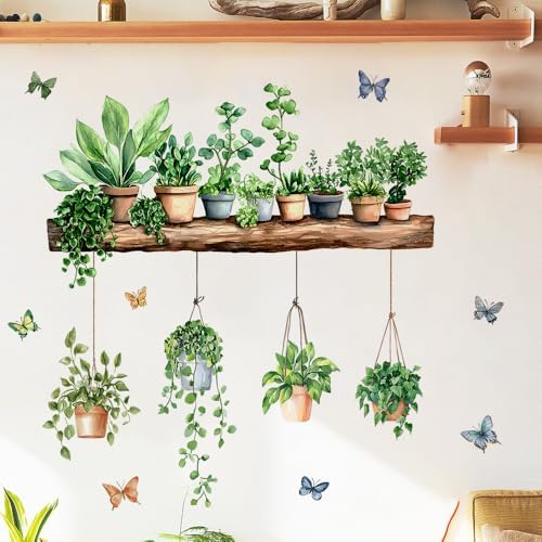 iMagitek 3D Potted Green Plant Wall Decals